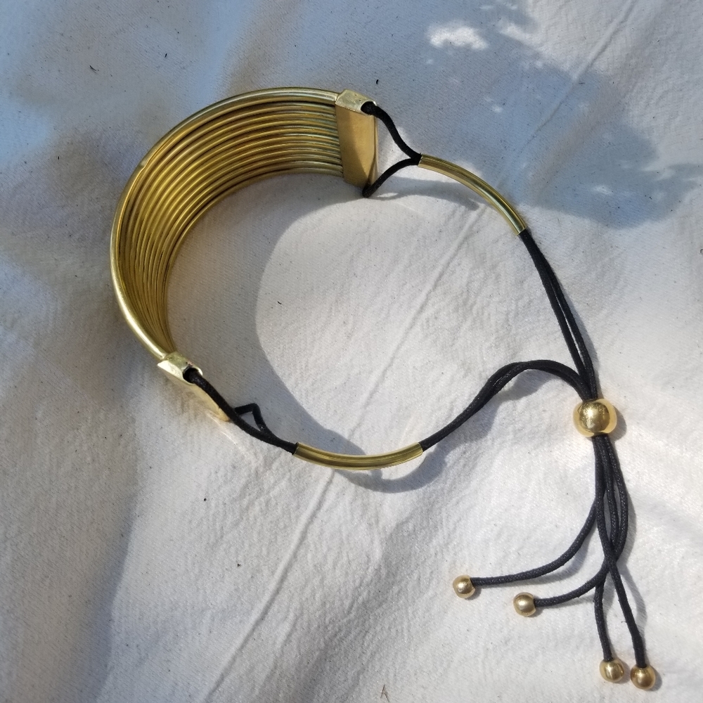 Gold brass choker band collar bold necklace - Picture 1 of 7